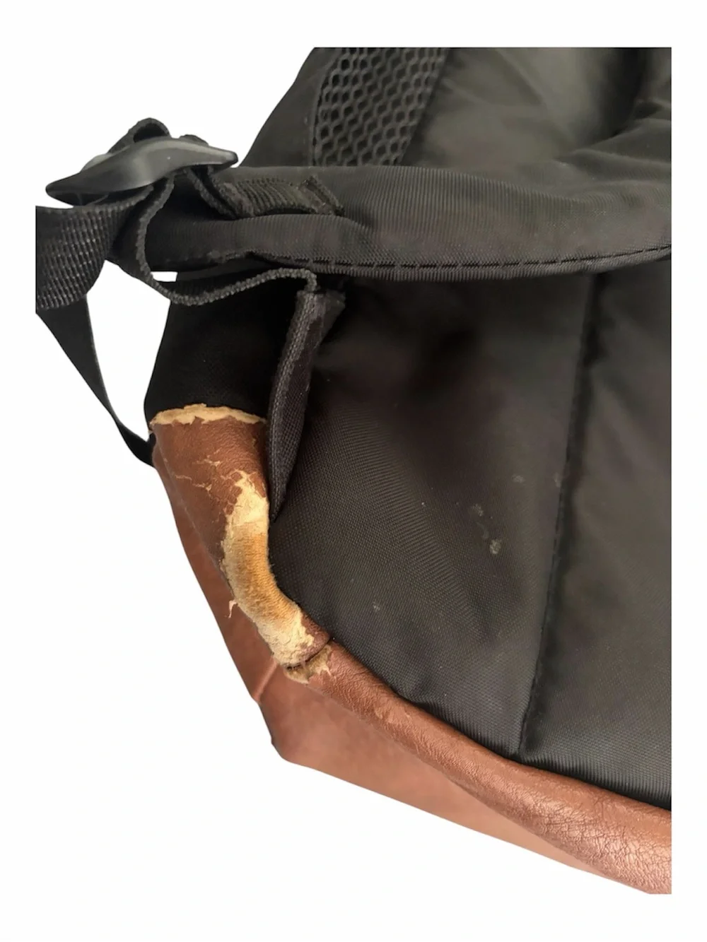 Jansport Black Backpack with Brown Leather Bottom